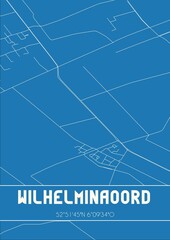 Blueprint of the map of Wilhelminaoord located in Drenthe the Netherlands.