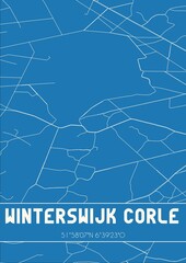 Blueprint of the map of Winterswijk Corle located in Gelderland the Netherlands.