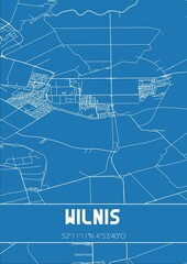 Blueprint of the map of Wilnis located in Utrecht the Netherlands.
