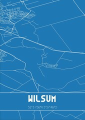 Blueprint of the map of Wilsum located in Overijssel the Netherlands.