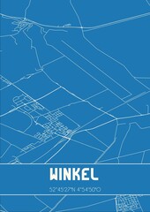 Blueprint of the map of Winkel located in Noord-Holland the Netherlands.