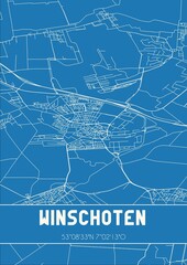 Blueprint of the map of Winschoten located in Groningen the Netherlands.