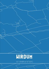 Blueprint of the map of Wirdum located in Groningen the Netherlands.