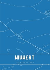 Blueprint of the map of Wiuwert located in Fryslan the Netherlands.