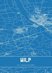 Blueprint of the map of Wilp located in Gelderland the Netherlands.