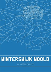 Blueprint of the map of Winterswijk Woold located in Gelderland the Netherlands.