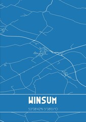 Obraz premium Blueprint of the map of Winsum located in Fryslan the Netherlands.