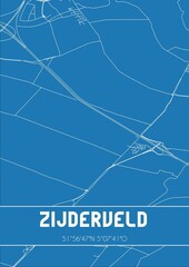 Blueprint of the map of Zijderveld located in Utrecht the Netherlands.