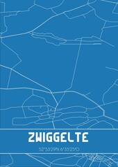 Blueprint of the map of Zwiggelte located in Drenthe the Netherlands.