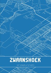 Blueprint of the map of Zwaanshoek located in Noord-Holland the Netherlands.