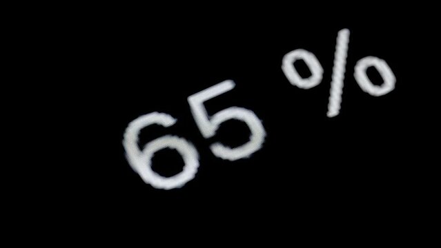 Counting from 0 to 100 percent, smartphone battery level indicator - timelapse, close up macro view of gadget display, screen, black background. Abstract, technology, digital and time lapse concept
