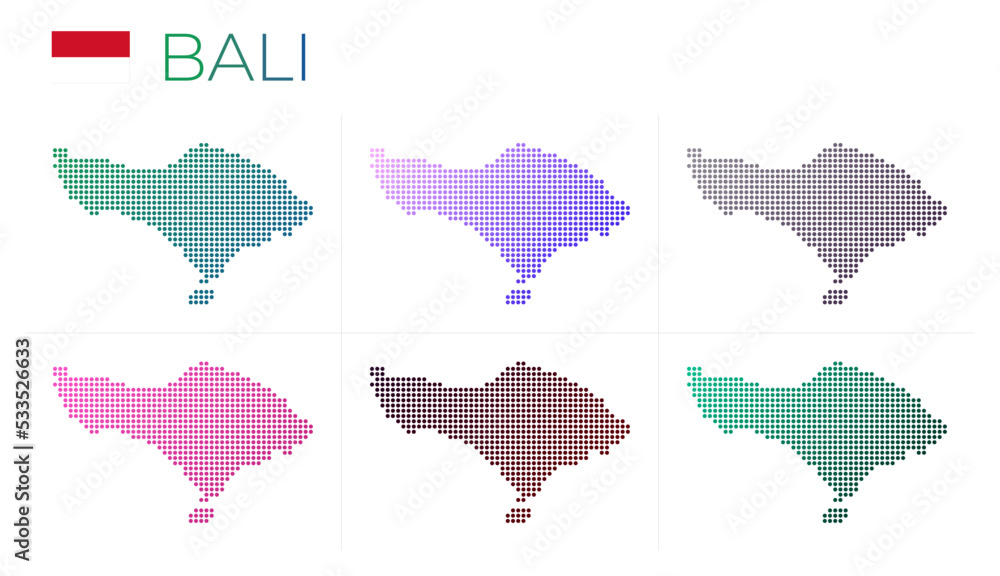 Aufkleber bali dotted map set. map of bali in dotted style. borders of the island filled with beautiful smooth