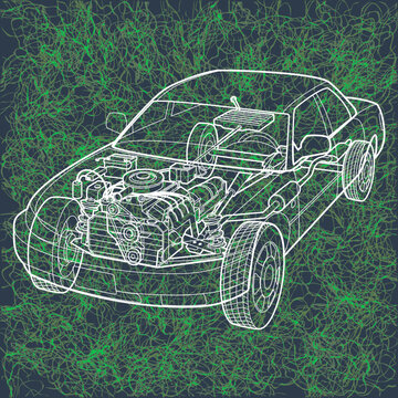 generic automotive car line art on textured background