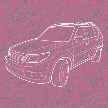 generic SUV line drawing on textured paper