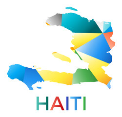 Bright colored Haiti shape. Multicolor geometric style country logo. Modern trendy design. Charming vector illustration.
