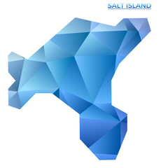 Vector polygonal Salt Island map. Vibrant geometric island in low poly style. Creative illustration for your infographics. Technology, internet, network concept.