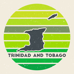 Trinidad and Tobago logo. Sign with the map of country and colored stripes, vector illustration. Can be used as insignia, logotype, label, sticker or badge of the Trinidad and Tobago.
