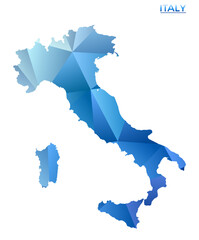 Vector polygonal Italy map. Vibrant geometric country in low poly style. Stylish illustration for your infographics. Technology, internet, network concept.