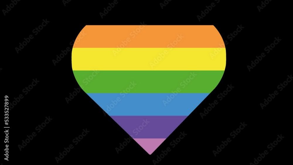 Poster animation loop of a heart with the colors of the rainbow