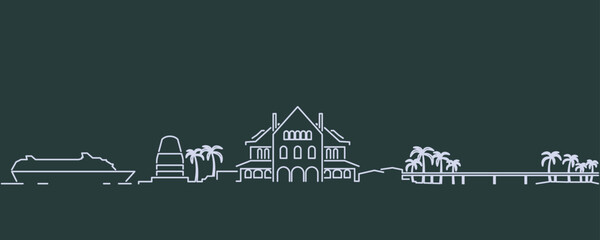 Obraz premium Key West Single Line Skyline Profile