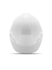 White plastic safety helmet on white background