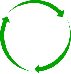 Green round recycle icon.
