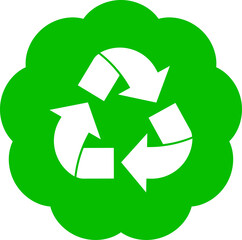 Obraz premium Recycle logo in a round puffy green background.