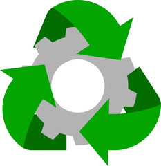 Cogwheel in a green recycling symbol.