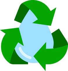 Water drop in a green recycling symbol.