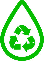 Obraz premium Recycling symbol in a water drop shaped frame.