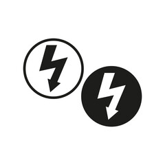 Lightning in circles icons. Technology concept. Electric power. Vector illustration. Stock image. 