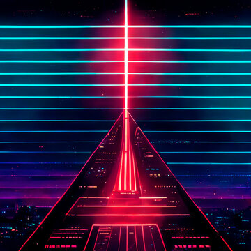 80s neon abstract background