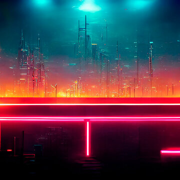 80's city neon retro futuristic