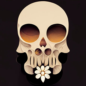 Skull with flower