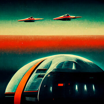 Retro 70s spaceship poster
