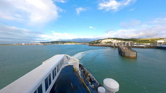 View of sea surface and waves from ferry. Dover England ferry. 