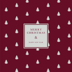 Merry Christmas and Happy New Year Card Vintage Red