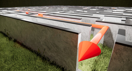 Mzae, success bar, graph of success, Find the Solution 3d maze,Arrow in maze success