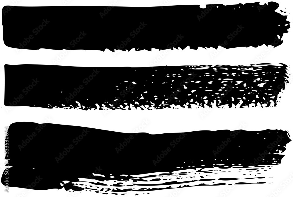 Poster set of different abstract shapes, smears and prints. black design elements isolated on white backgro