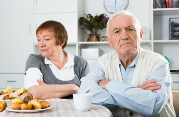 Elderly husband and wife quarrel with each other and find out relationship