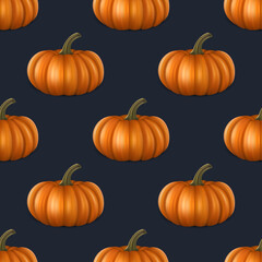 Vector Autumn Halloween Seamless Pattern with Pumpkins. Wallpapers for Invitations, Cards, Fabrics, Packaging, Wrapping, Banners or Textiles