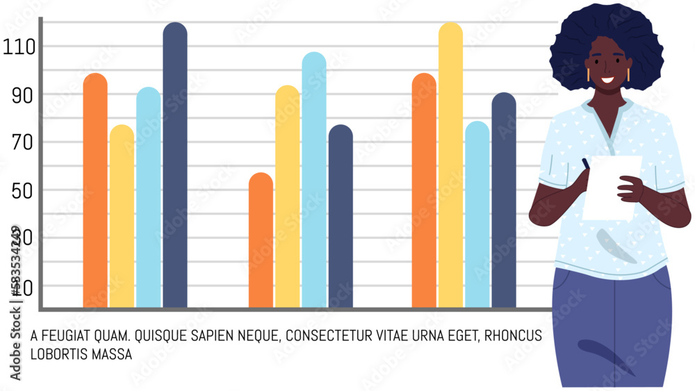 Aufkleber data analysis research statistics concept. work with statistics, strategy, business development. fem