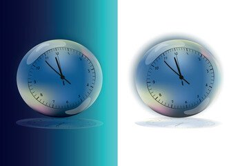 glass ball clock, clock bubble, year is coming to an end, new year clock, 12.00 am