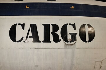 Cargo label on aircraft