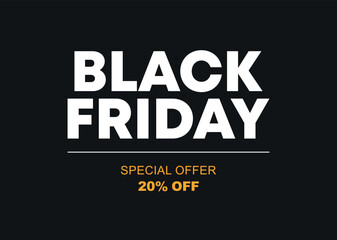 20% off. Special offer Black Friday. Vector illustration discount price. Campaign for retail, store