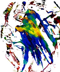 Paint splatters with gradient colors. Ink textures. Gouache splashes. 