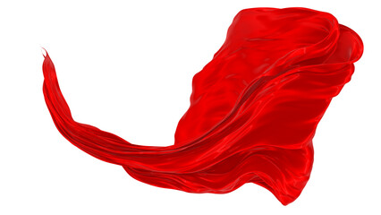 Beautiful flowing fabric of red wavy silk or satin. 3d rendering image.