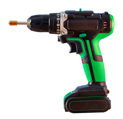 Hand tool. Cordless screwdriver. It runs on batteries on a white background
