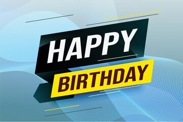happy birthday word concept vector illustration with blue lines modern futuristic 3d style for landing page template web mobile app poster banner flyer background gift card coupon label wallpaper