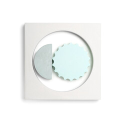 Empty showcase pedestal on white background